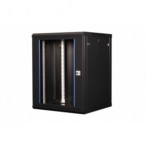 Шкаф 19" телекоммуникационный настенный, 15U 769x600х600 мм, дверь стекло, черный